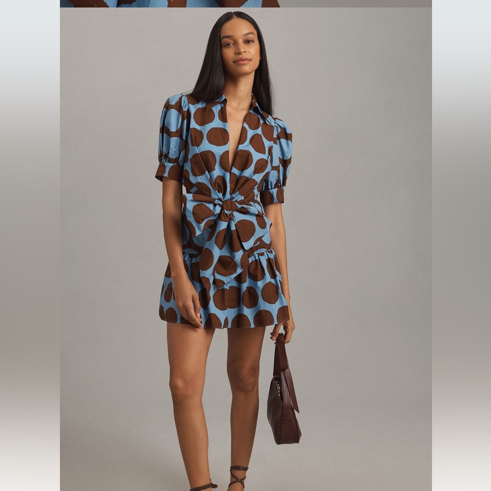 Anthropologie Farm Rio Blue and Brown Mini - L